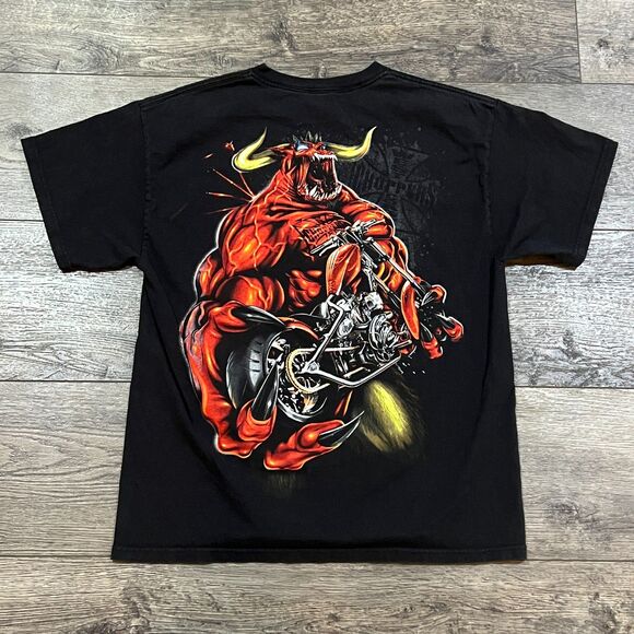 CRAZY! Vintage Y2K West Coast Choppers Demon Devil Graphic LogoT-shirt Large - Picture 1 of 7